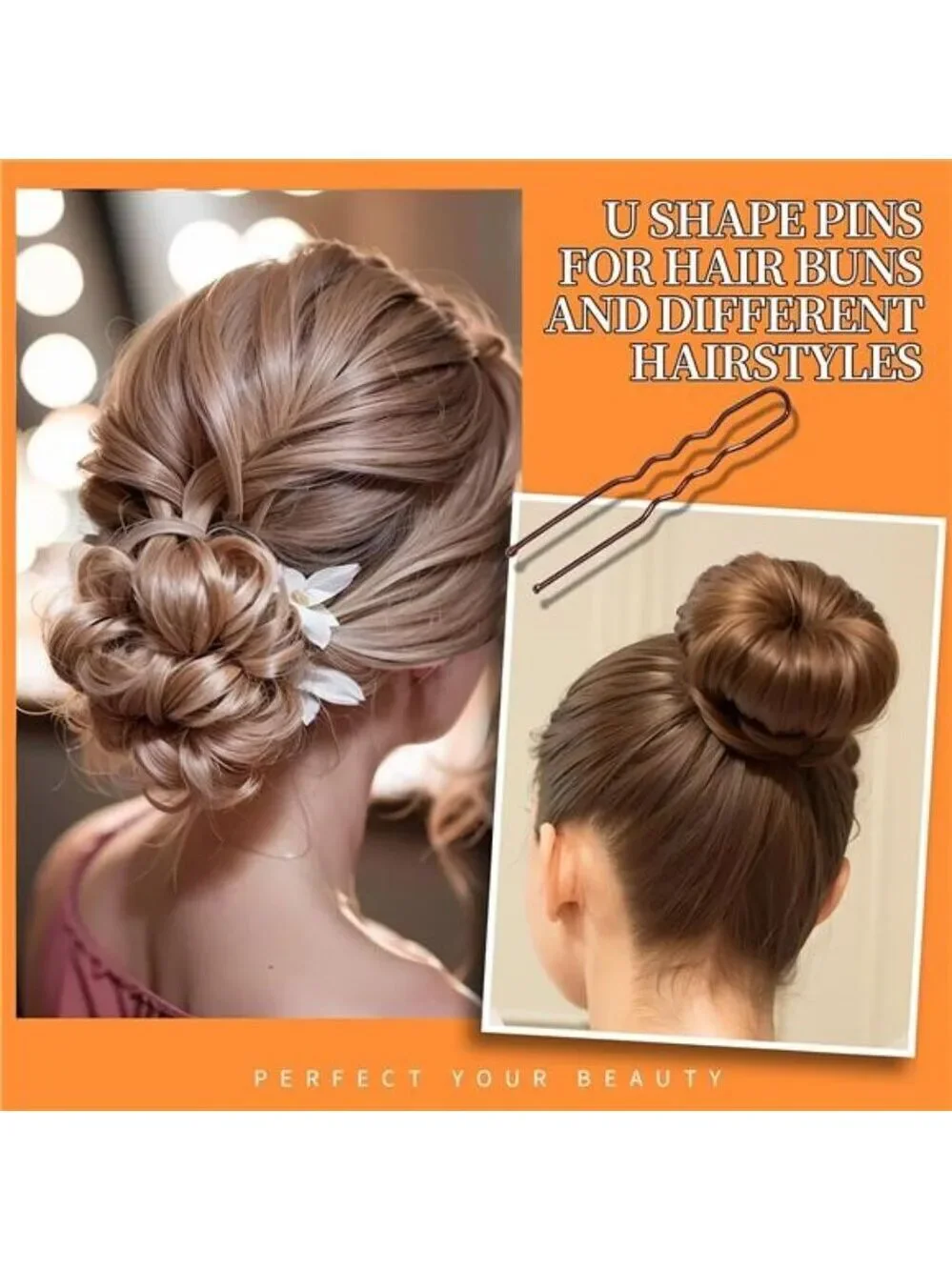 Bobby pins hair pins kit 300pcs brown clear bun pins hair bands for women